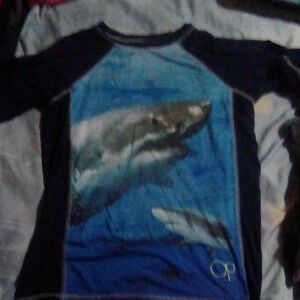 OP Blue Shark Graphic Kids Short Sleeve Tee